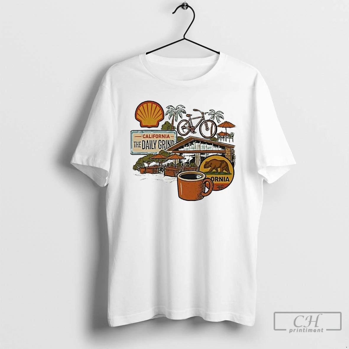 Premium California The Daily Grind Ornaments T Shirts - clothing by TeeHivey.com