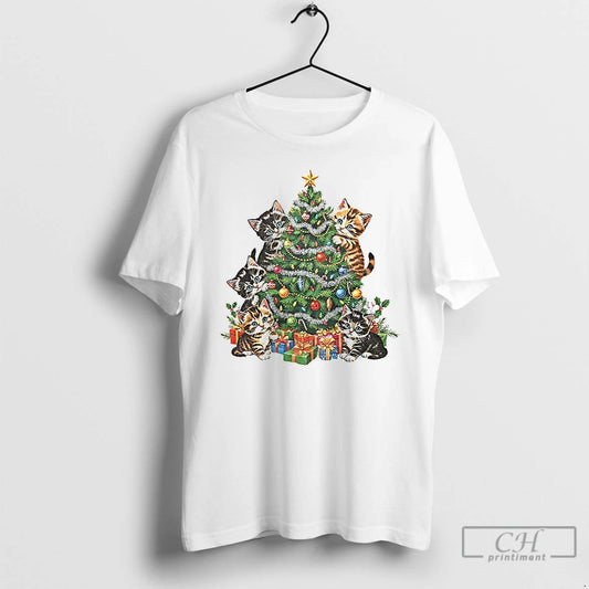 Premium Cat Lover Lady Christmas Tree Merry Christmas - clothing by TeeHivey.com