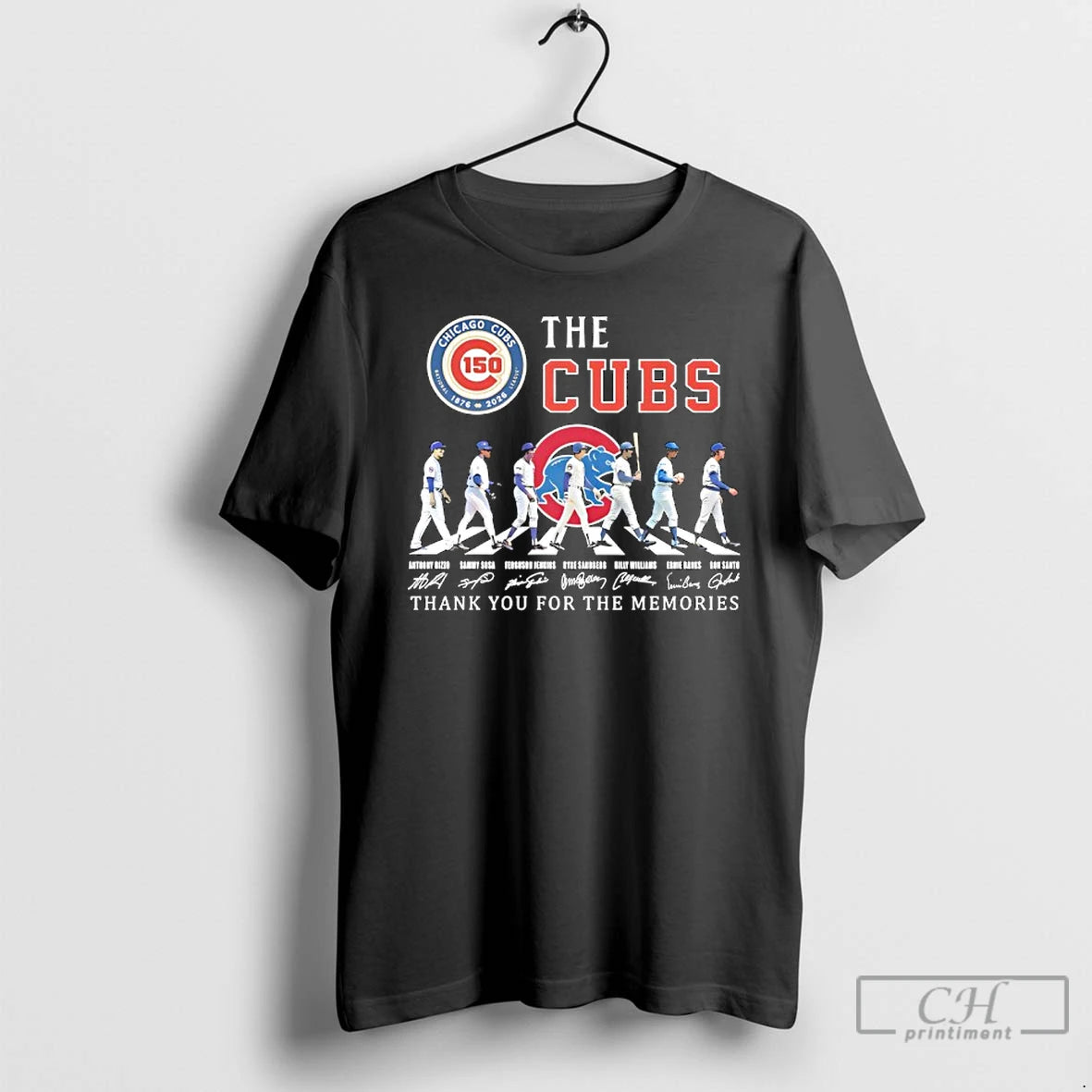 Premium Chicago Cubs 150th Anniversary Players Road Thank You For The Memories Signature T Shirts - clothing by TeeHivey.com