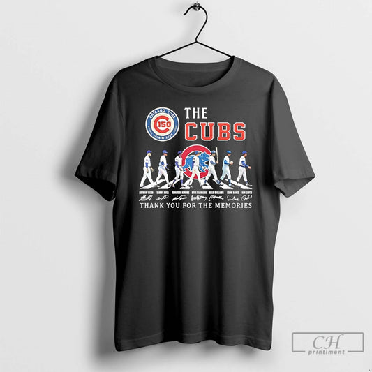 Premium Chicago Cubs 150th Anniversary Players Road Thank You For The Memories Signature T Shirts - clothing by TeeHivey.com