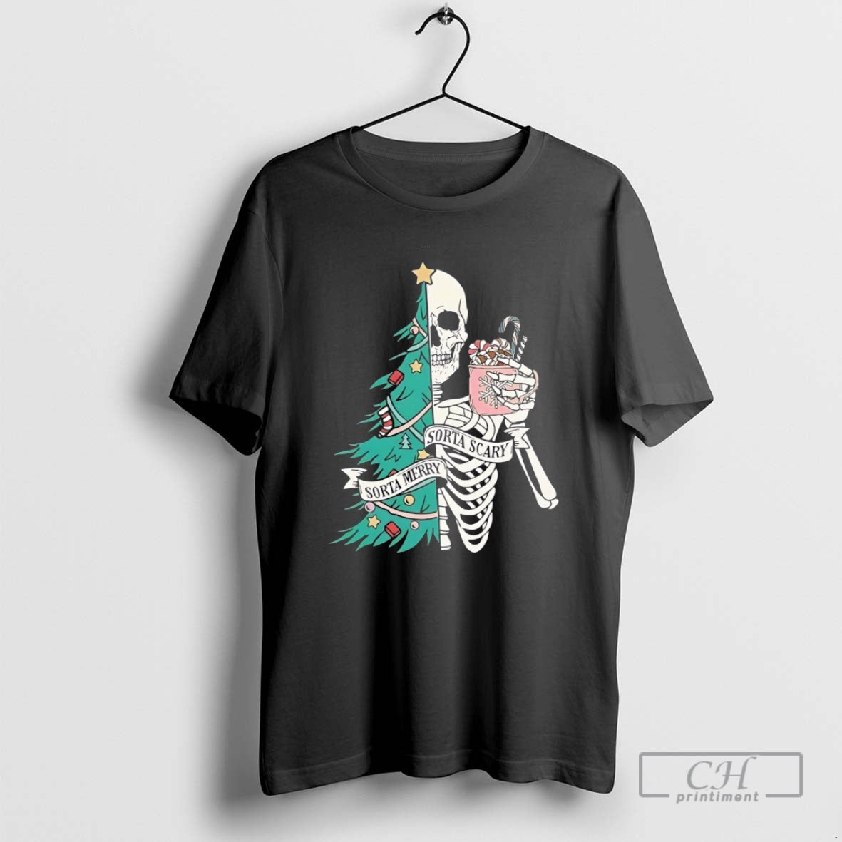Premium Christmas Sorta Merry Sorta Scary Skeleton Xmas Shirt Sweater - clothing by TeeHivey.com