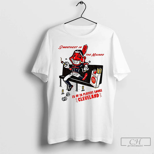 Premium Cleveland Guardians Smoothest In The Majors 25 Of 26 Players Smoke Mascot T Shirts - clothing by TeeHivey.com