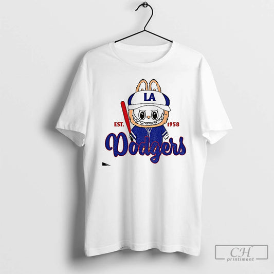 Premium Cute Monster Labubu Los Angeles Dodgers Mlb Baseball Est 1958 T Shirts - clothing by TeeHivey.com