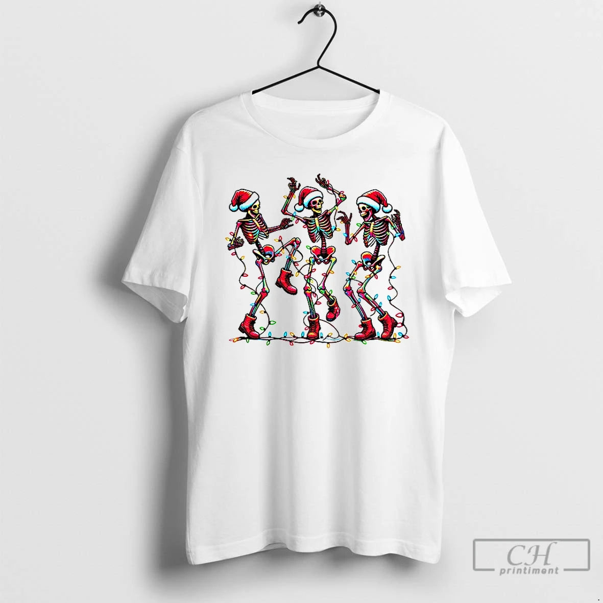 Premium Dancing Skeleton Santa Hat Merry Christmas 2025 T Shirts - clothing by TeeHivey.com