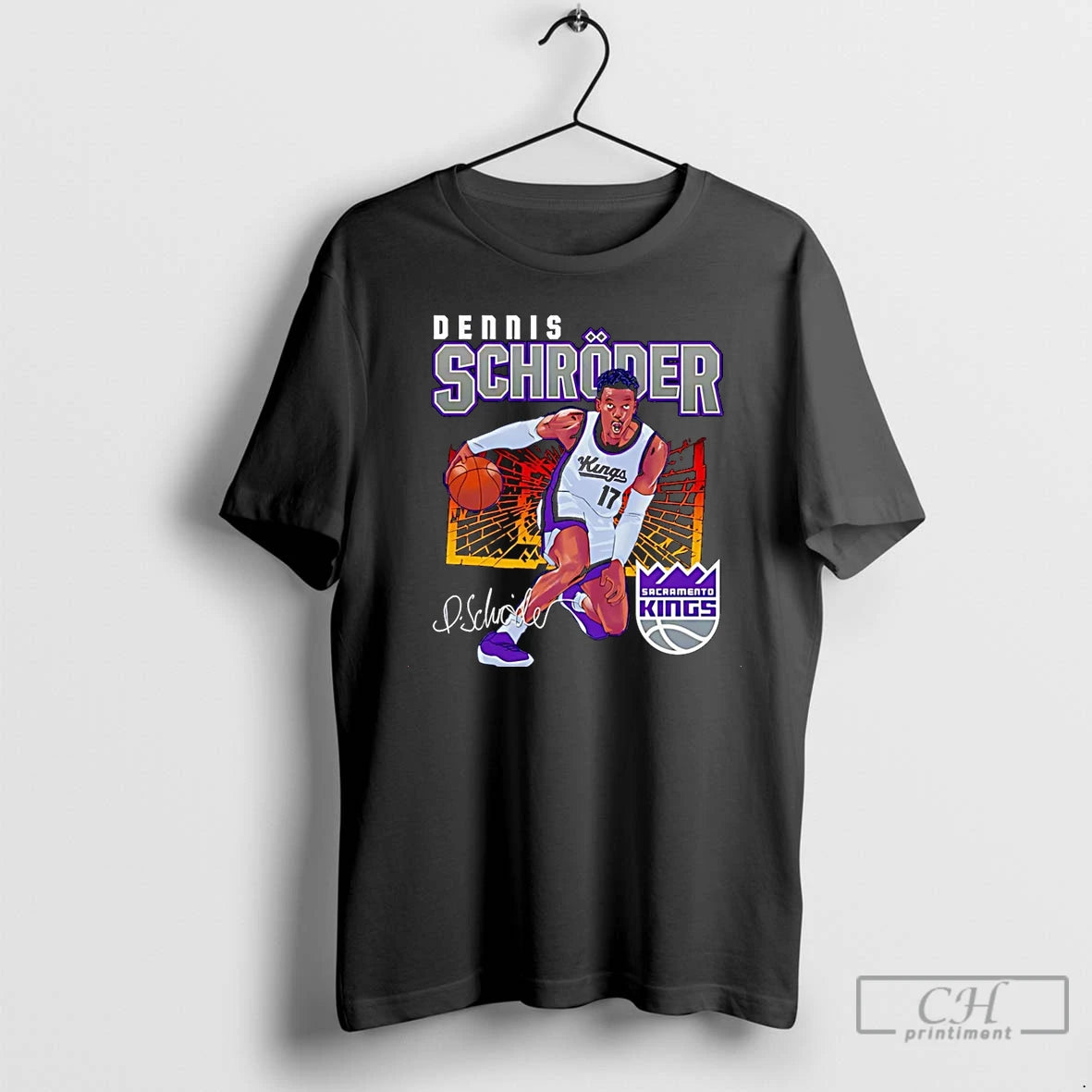 Premium Dennis Schroder Sacramento Kings Shattered Flag Signature Christmas - clothing by TeeHivey.com