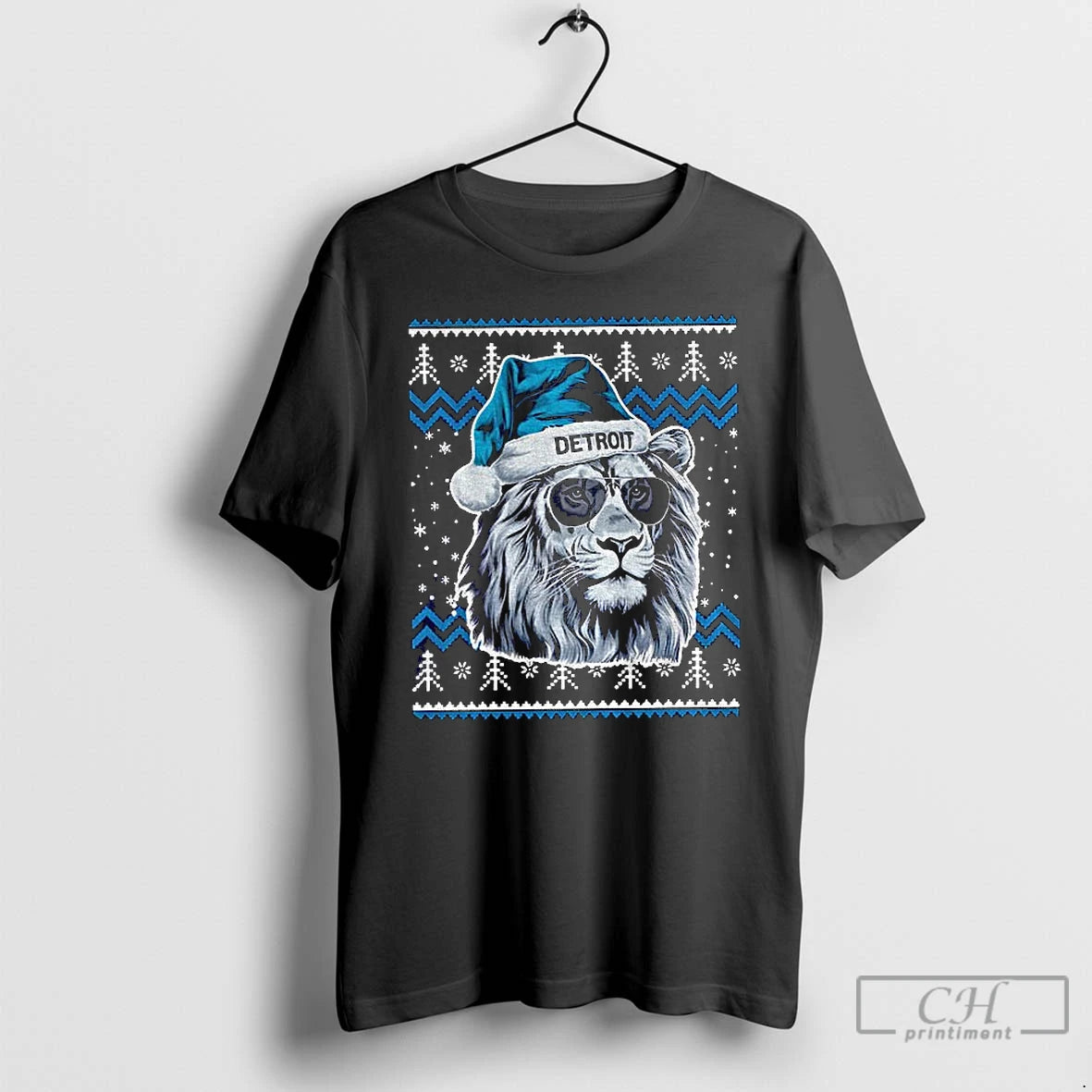 Premium Detroit Football Mascot Ugly Pattern Vintage Christmas - clothing by TeeHivey.com