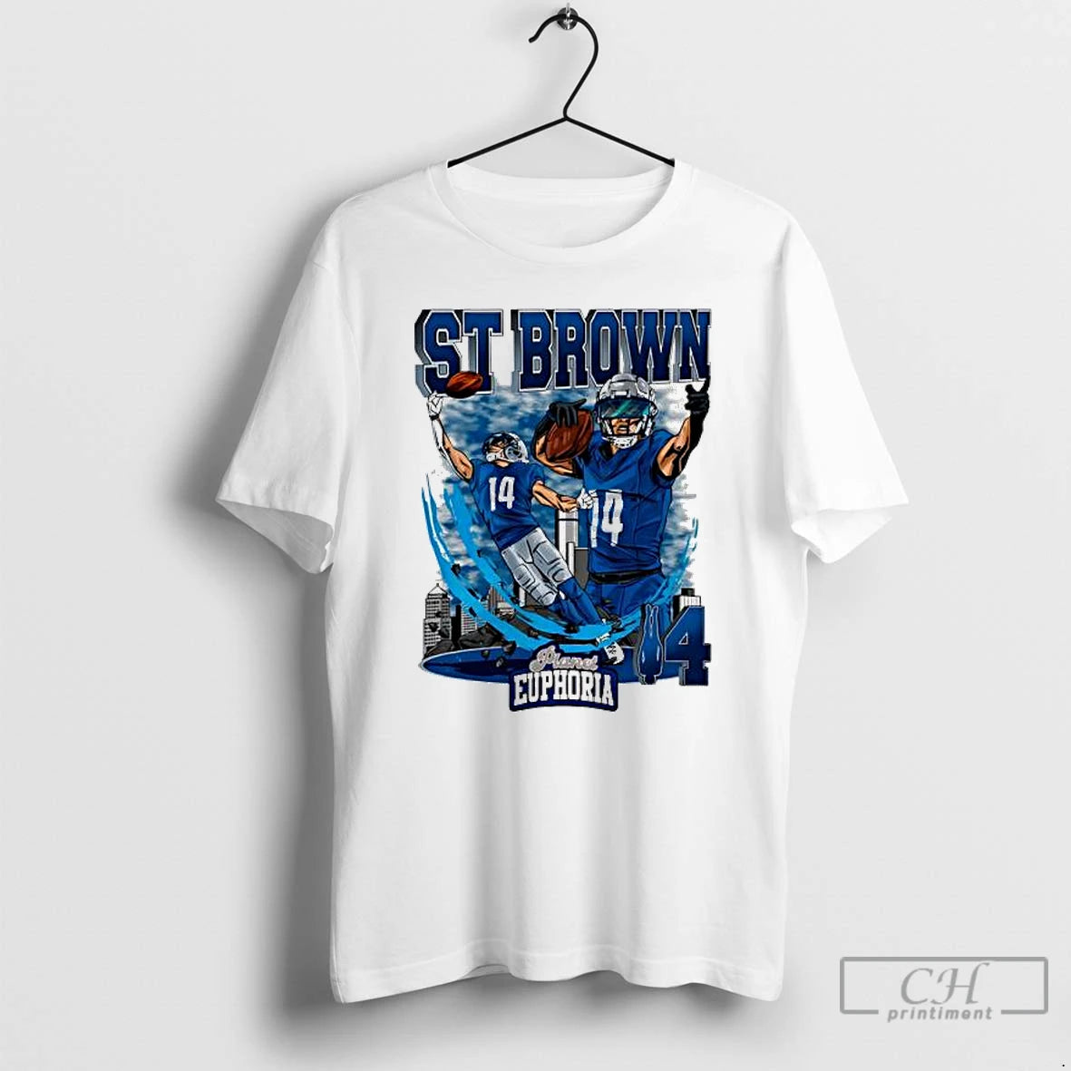 Premium Detroit Lions Amon Ra St Brown 14 Skyline Graphic - clothing by TeeHivey.com