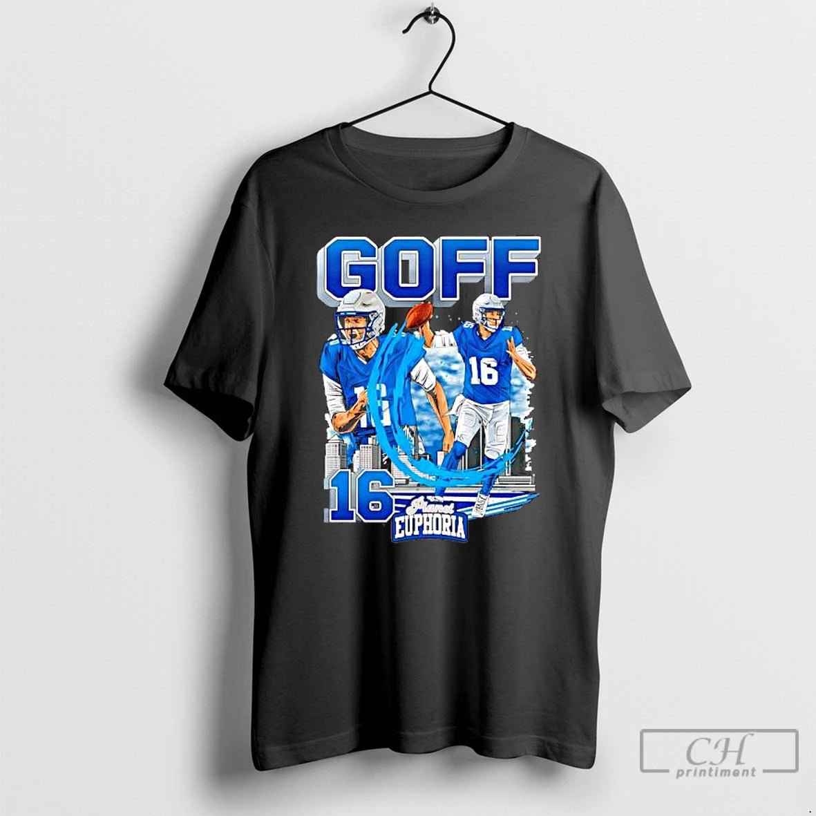 Premium Detroit Lions Jared Goff 16 Skyline Graphic - clothing by TeeHivey.com