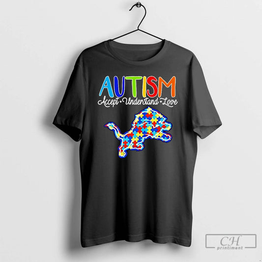 Premium Detroit Lions Autism Accept Understand Love T Shirts - clothing by TeeHivey.com