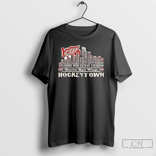 Premium Detroit Red Wings Hockey Town Players Names Skyline T Shirts - clothing by TeeHivey.com