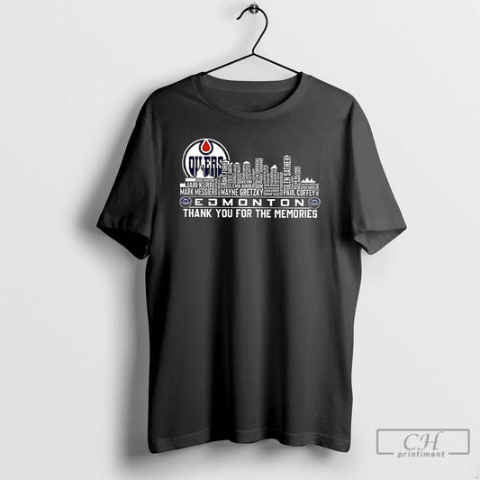 Premium Edmonton Oilers Hockey Skyline Players Name Thank You For The Memories T Shirts - clothing by TeeHivey.com