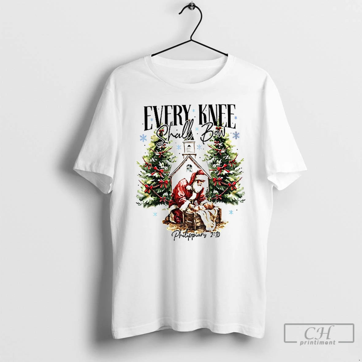 Premium Every Knee Shall Bow Santa Claus Merry Christmas - clothing by TeeHivey.com