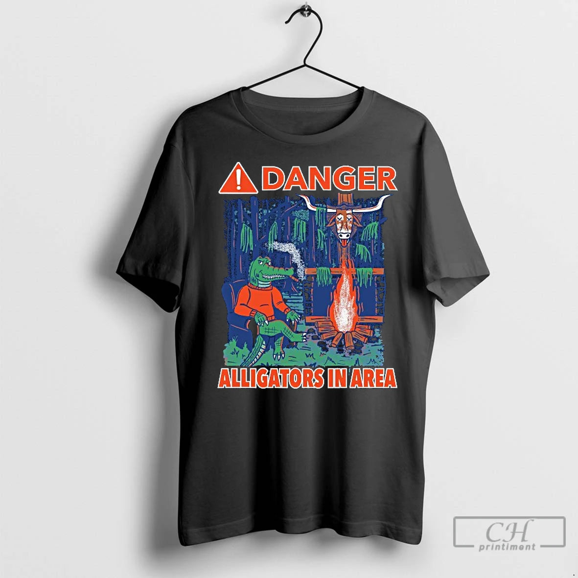Premium Florida Gators Vs Texas Longhorns Danger Alligators In Area Mascot - clothing by TeeHivey.com