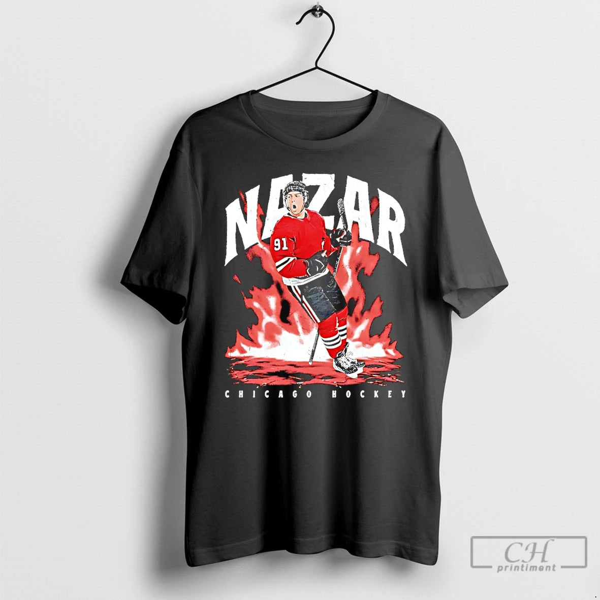 Premium Frank Nazar Chicago Blackhawks Hockey Aura Flame T Shirts - clothing by TeeHivey.com