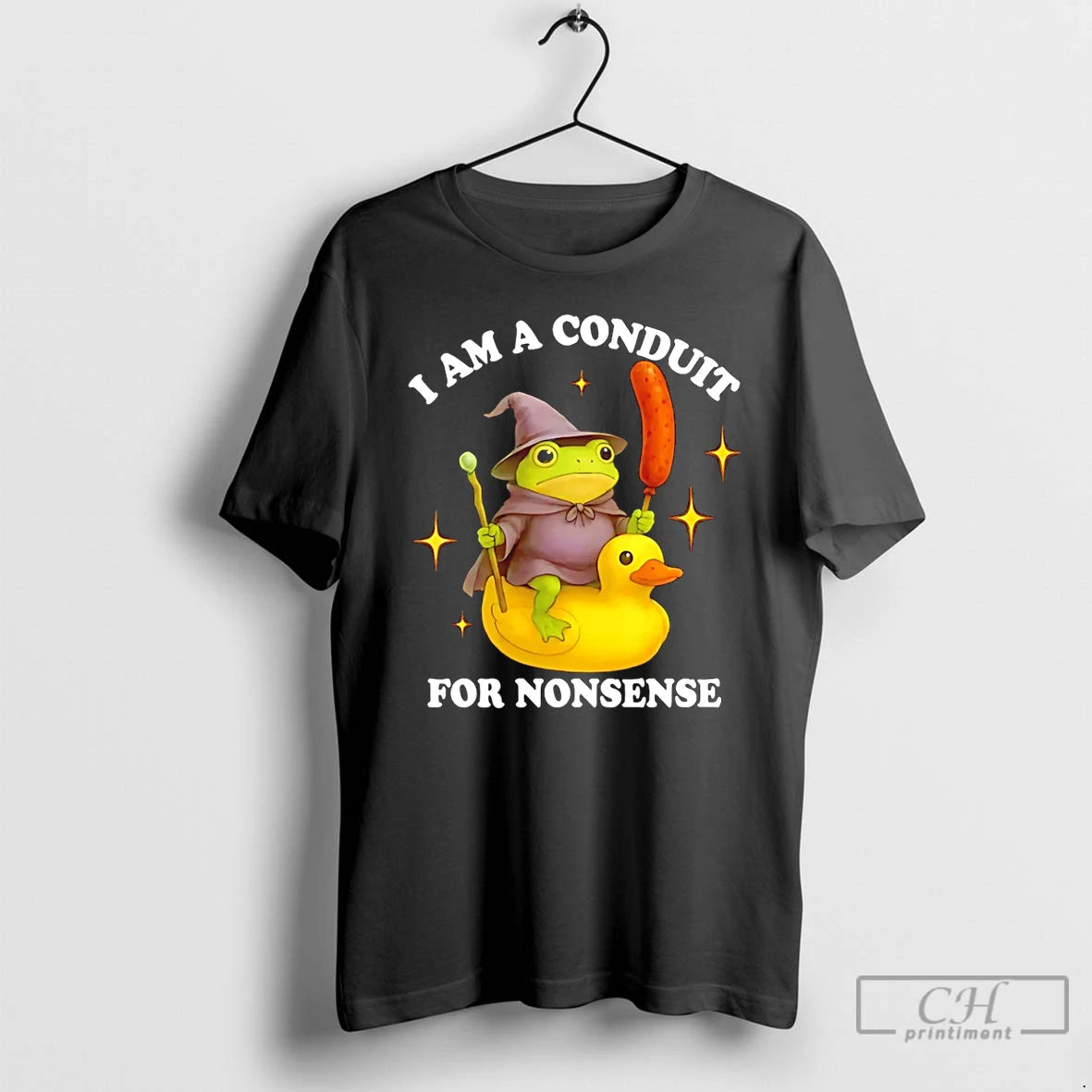 Premium Frog Wizard Riding Duck I Am A Conduit For Nonsense T Shirts - clothing by TeeHivey.com