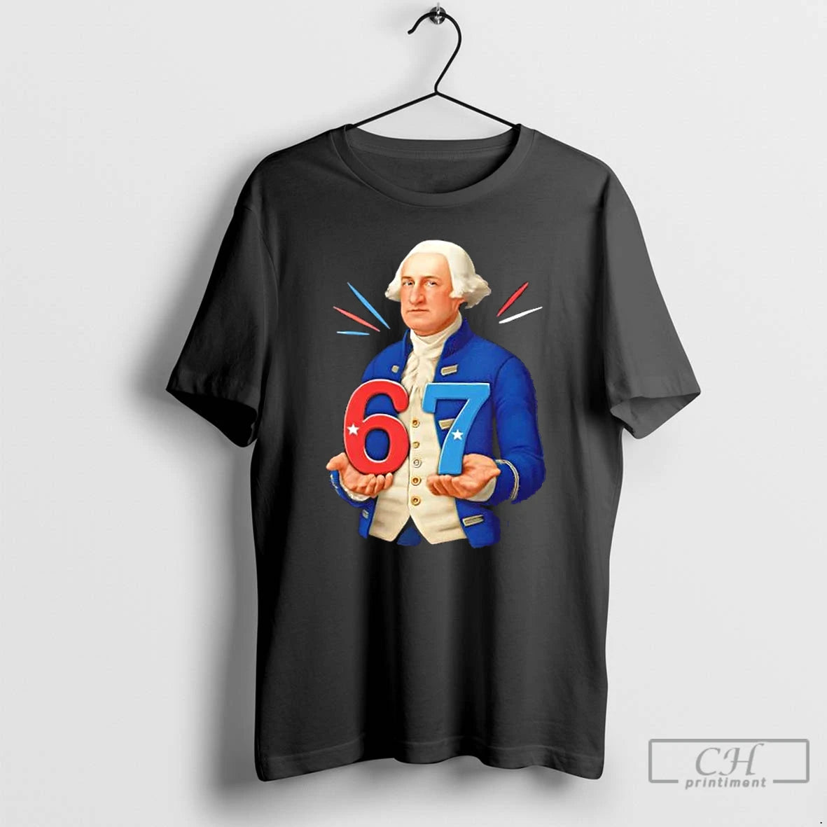 Premium George Washington Holding 67 Patriotic Design T Shirts - clothing by TeeHivey.com