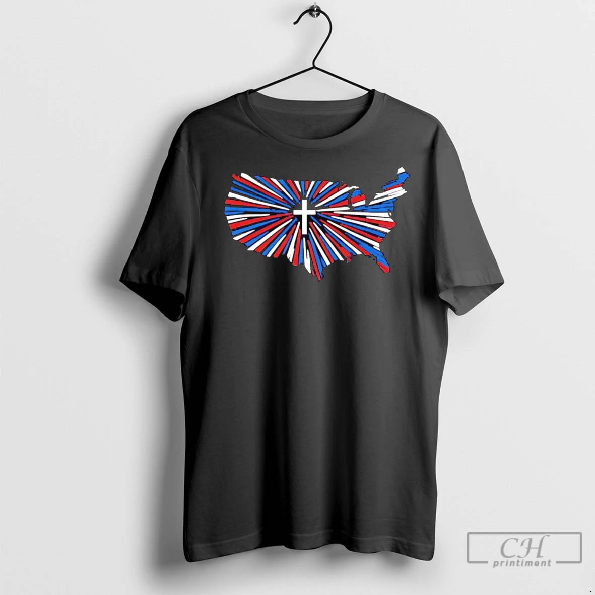 Premium Godly America Jesus Crosses Us Flag