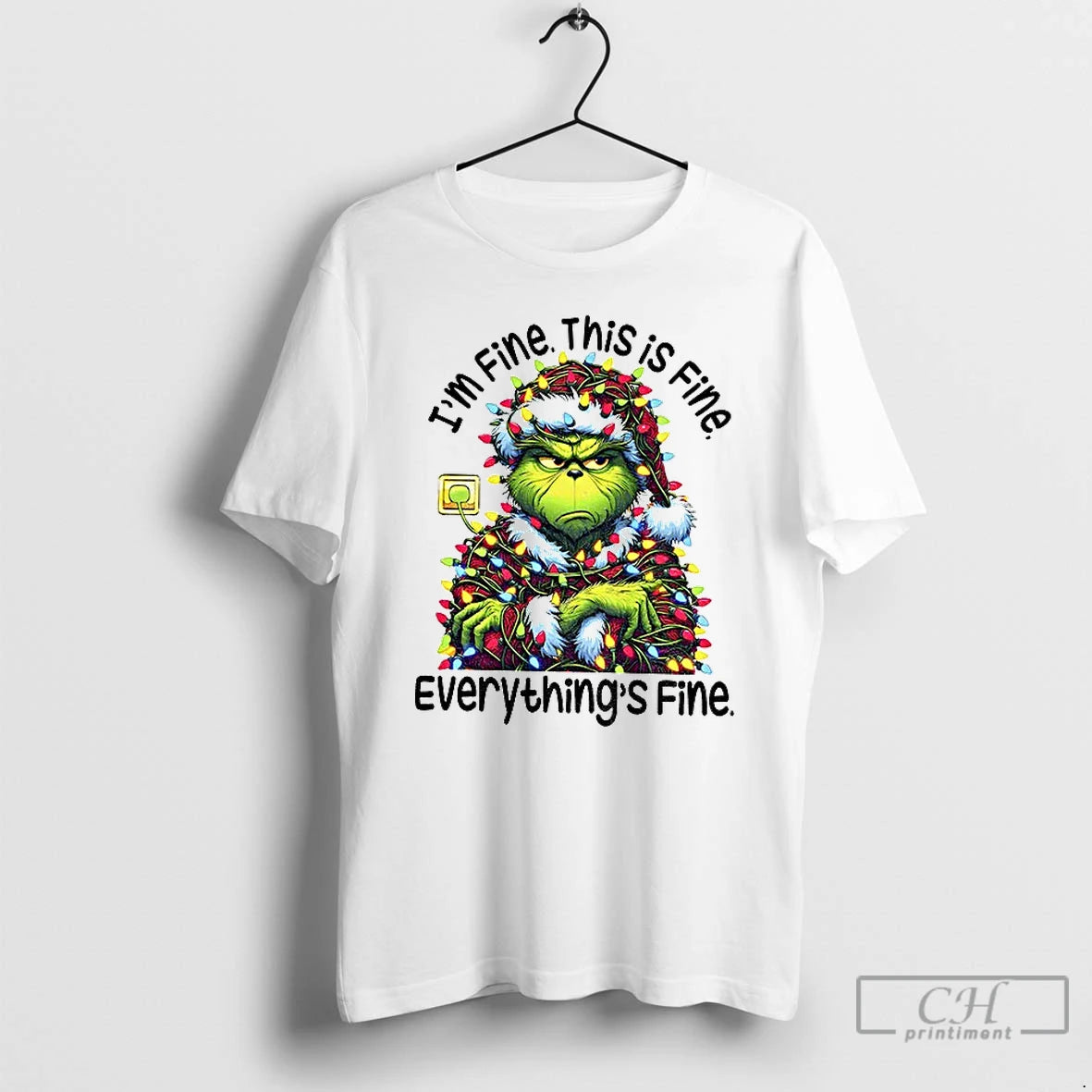 Premium Grinch Im Fine This Is Fine Everythings Fine Happy Christmas Day T Shirts - clothing by TeeHivey.com