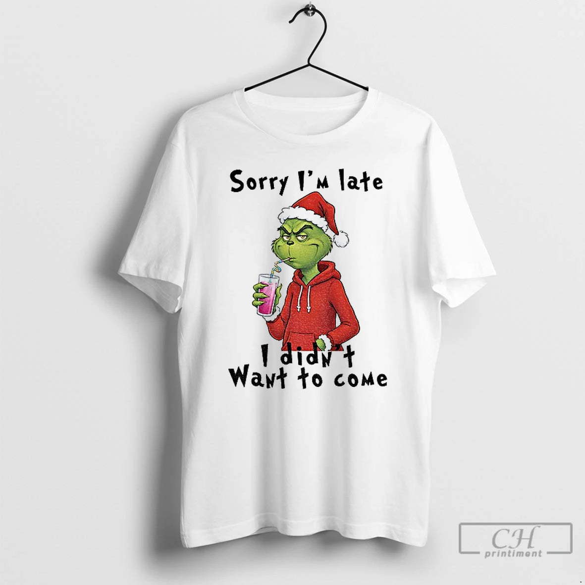 Premium Grinch Santa Hat Sorry Im Late I Didnt Want To Some T Shirts - clothing by TeeHivey.com