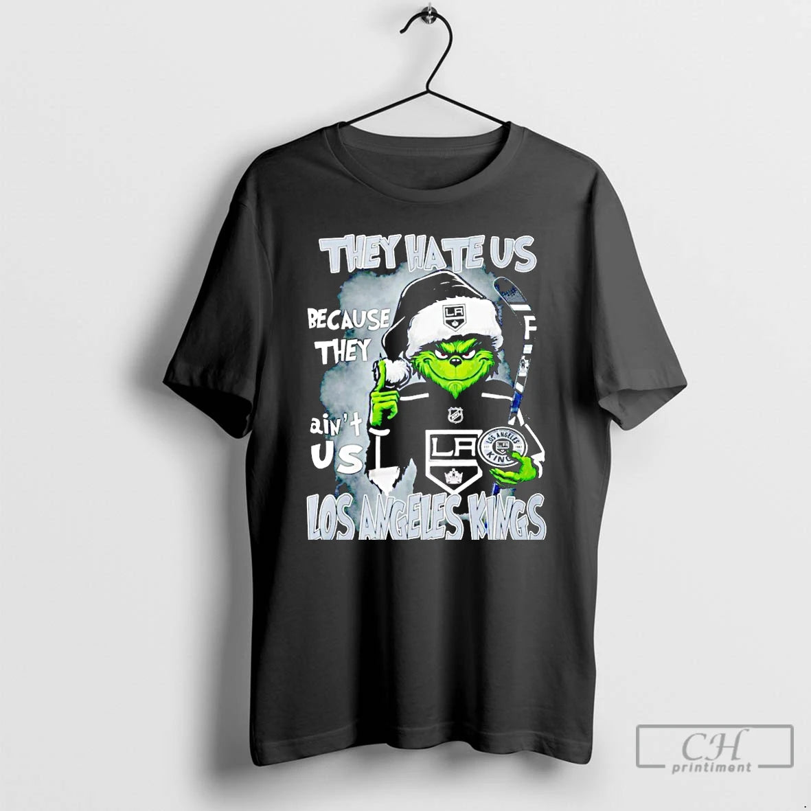 Premium Grinch Santa They Hate Us Because They Aint Us Los Angeles Kings T Shirts - clothing by TeeHivey.com