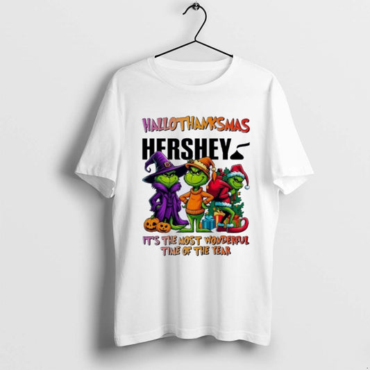 Premium Grinch X Hershey Hallothanksmas Its The Most Wonderful Time Of The Year T Shirts - clothing by TeeHivey.com