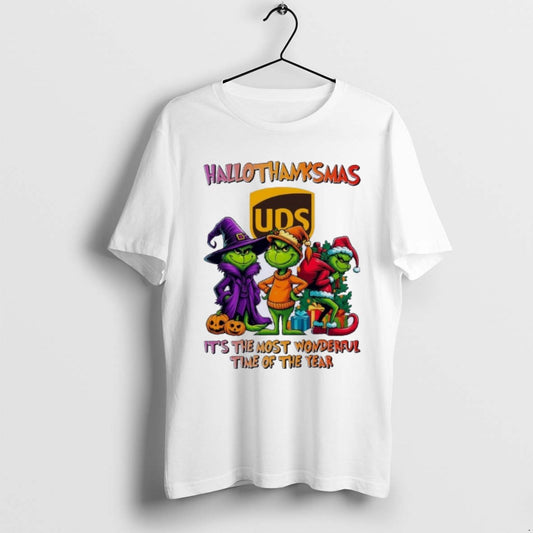 Premium Grinch X Ups Hallothanksmas Its The Most Wonderful Time Of The Year T Shirts - clothing by TeeHivey.com