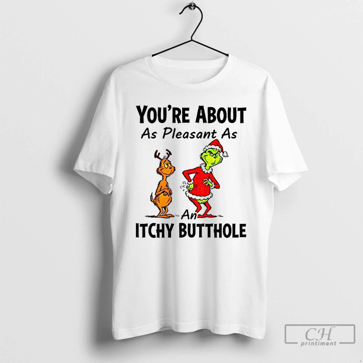 Premium Grinch And Max Youre About As Pleasant As An Itchy Butthole Merry Christmas - clothing by TeeHivey.com