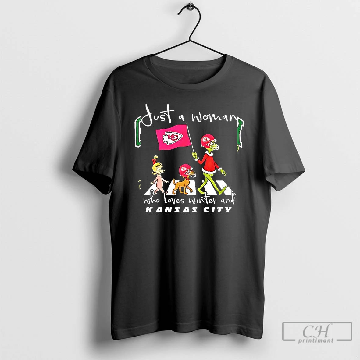 Premium Grinch Just A Woman Who Loves Winter And Kansas City Chiefs T Shirts - clothing by TeeHivey.com
