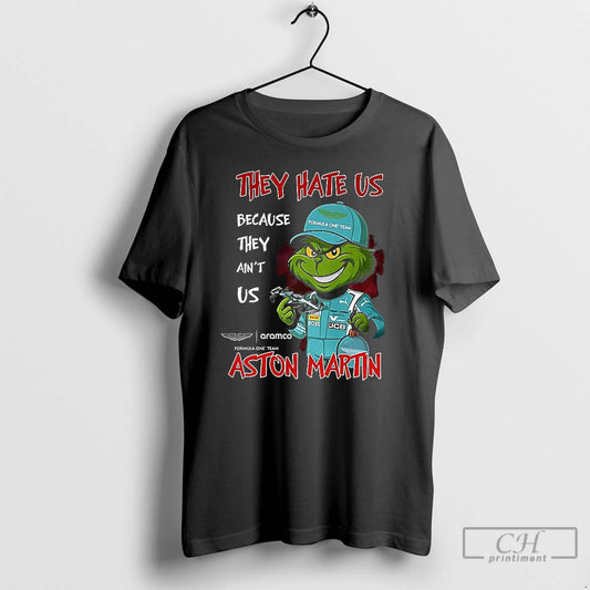 Premium Grinch X Aston Martin Formula 1 They Hate Us Because They Aint Us - clothing by TeeHivey.com