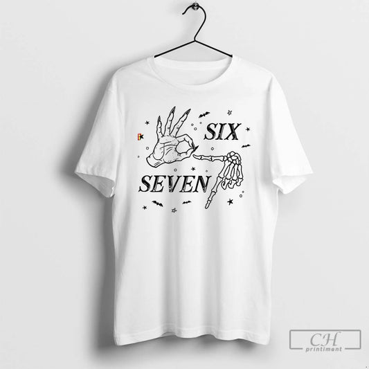 Premium Halloween Six Seven Skeleton Hand T Shirts - clothing by TeeHivey.com