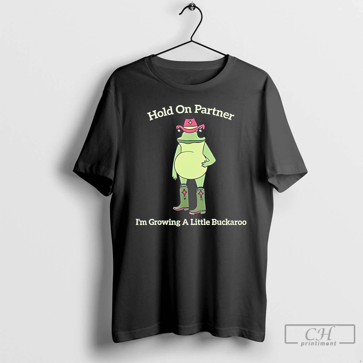 Premium Hold On Partner Im Growing A Little Buckaroo - clothing by TeeHivey.com