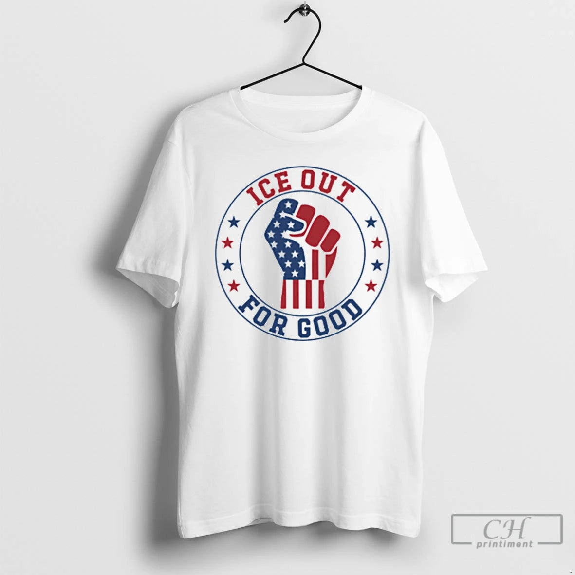 Premium Ice Out For Good Funny Abolish Ice Patriotic Flag Fist Hand T Shirts Sweater - clothing by TeeHivey.com