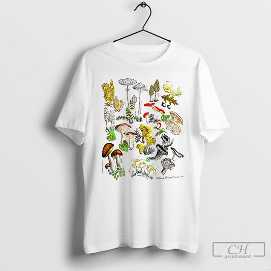 Premium Illustrated Prints Of Mushrooms Natural T Shirts - clothing by TeeHivey.com
