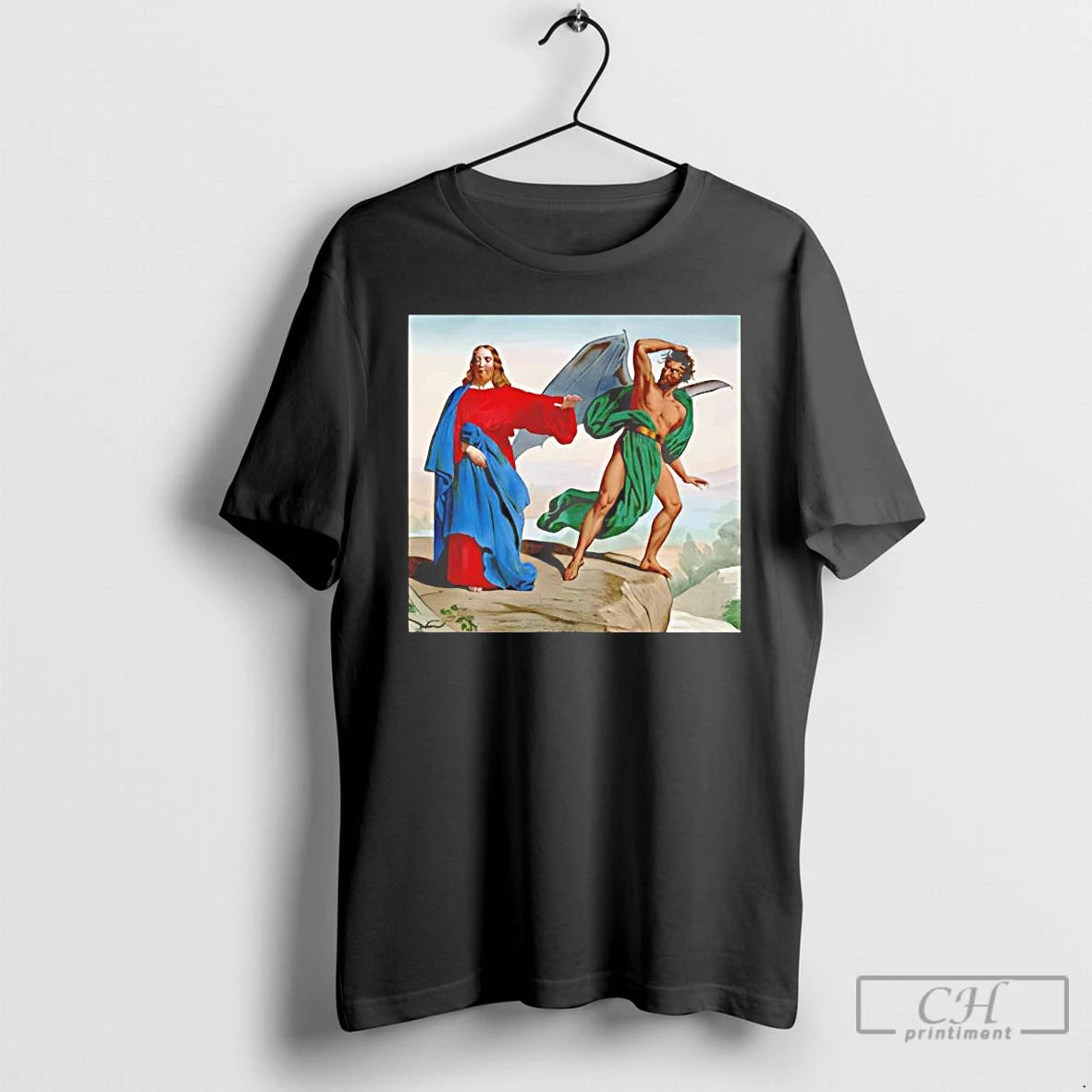Premium Jesus Satan Tempts Christ On The Mountain - clothing by TeeHivey.com