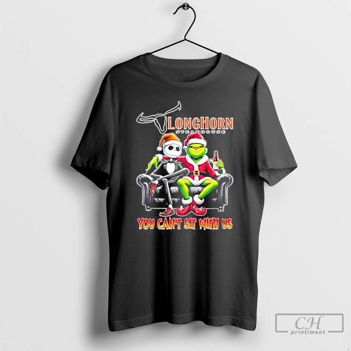 Premium Longhorn Logo Santa Jack And Grinch You Cant Sit With Us T Shirts - clothing by TeeHivey.com