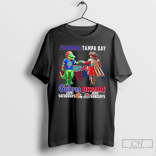Premium Mascots Florida Gators On Saturdays Vs Tampa Bay Buccaneers On Sundays Skyline T Shirts - clothing by TeeHivey.com