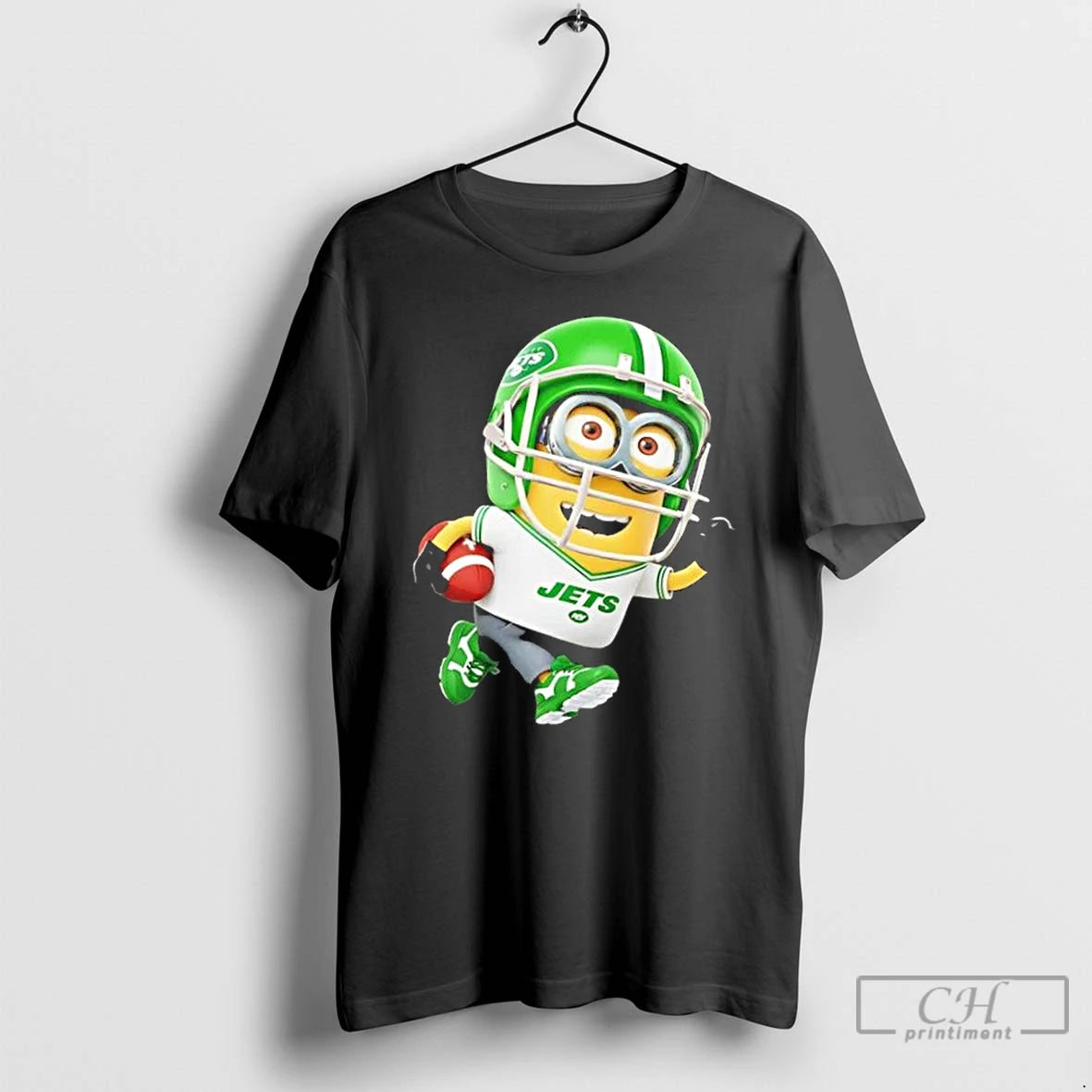 Premium Minions Is Holding A Ball And Smiling At New York Jets Fans T Shirts - clothing by TeeHivey.com