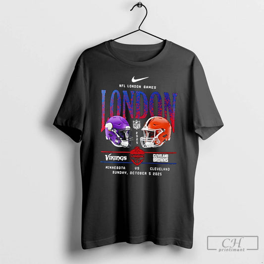 Premium Minnesota Vikings Vs Cleveland Browns 2025 International Games London T Shirts - clothing by TeeHivey.com