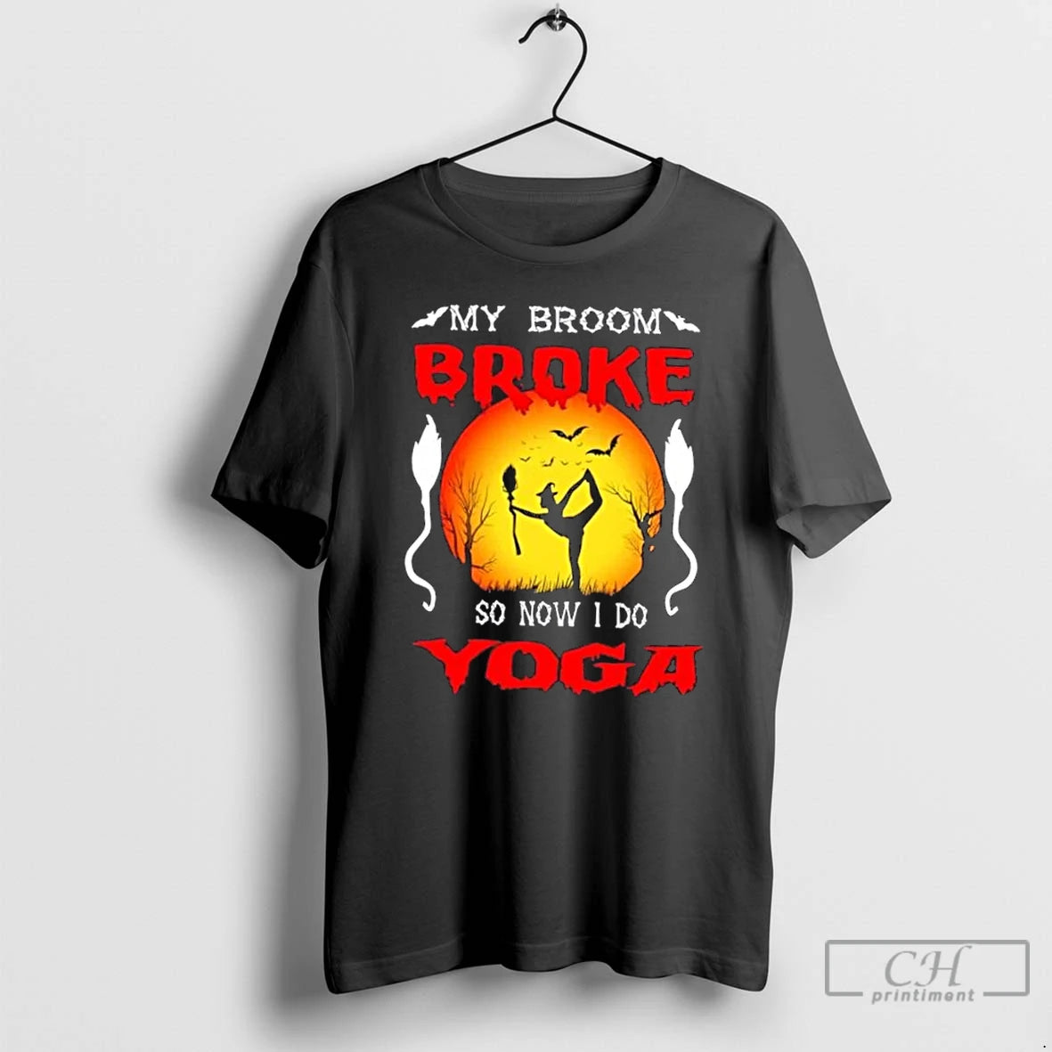 Premium My Broom Broke So Now I Do Yoga My Ride Halloween T Shirts - clothing by TeeHivey.com