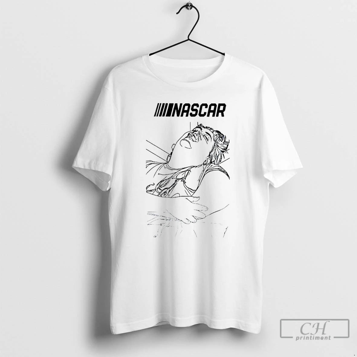 Premium Nascar Driver Injured Sleeping In Hospital Bed Line Art T Shirts - clothing by TeeHivey.com