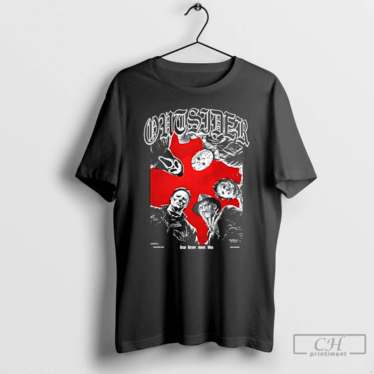 Premium Outsider Cult Ghostface X Jason Voorhees And Michael Myers X Freddy Krueger T Shirts - clothing by TeeHivey.com