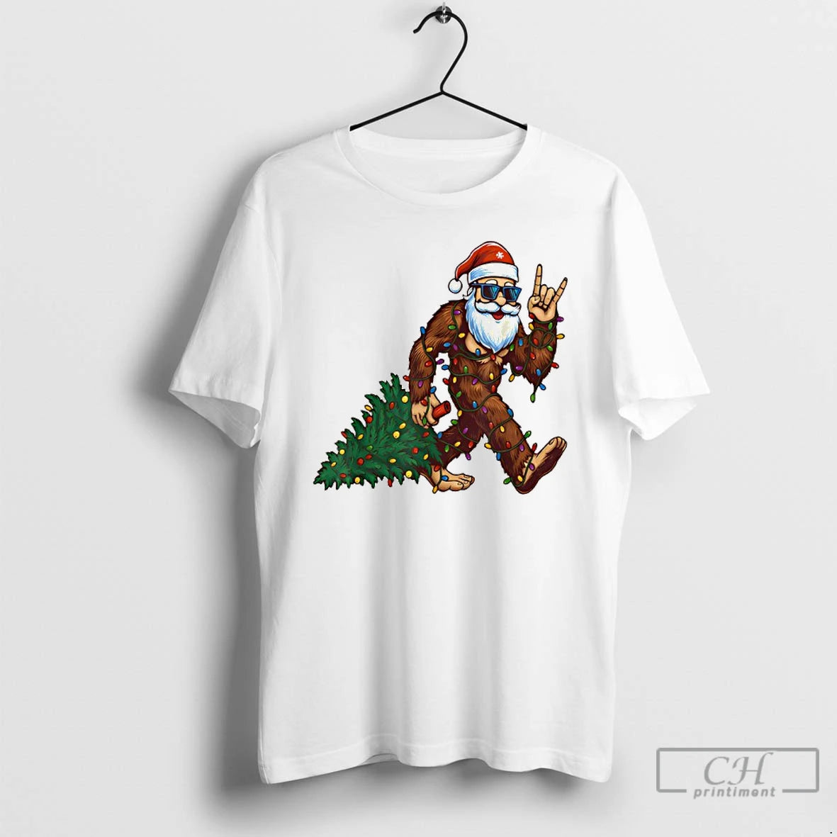 Premium Santa Bigfoot Christmas Tree Xmas Christmas T Shirts - clothing by TeeHivey.com