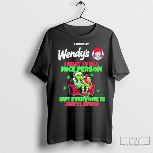 Premium Santa Grinch I Work At Wendys I Want To Be A Nice Person But