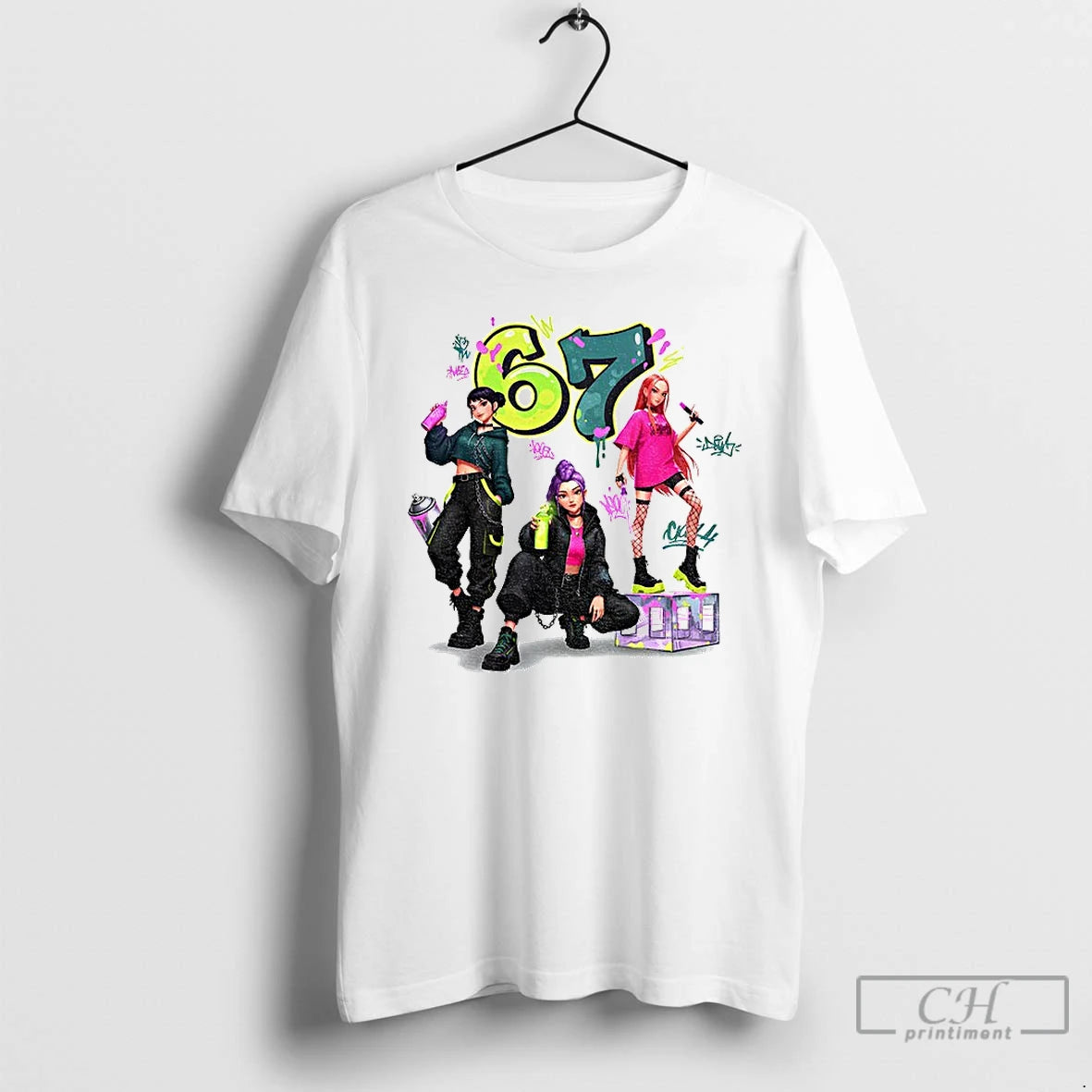 Premium Six Seven 6 7 Meme Graffiti Kpop Huntrix Girls Band - clothing by TeeHivey.com