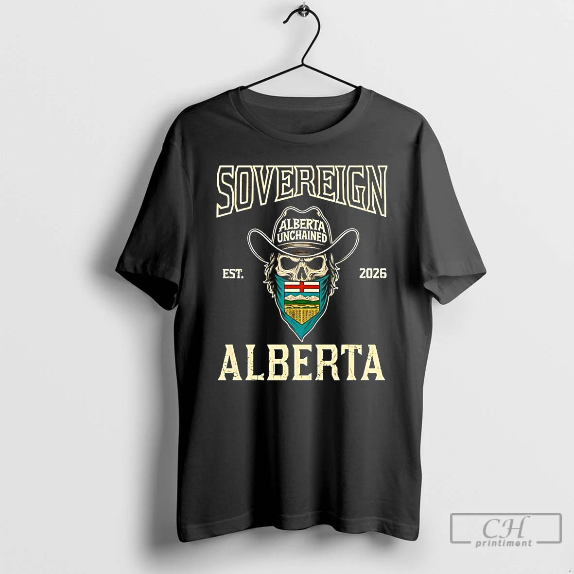 Premium Sovereign Skull Alberta Unchained Est 2026 T Shirts - clothing by TeeHivey.com