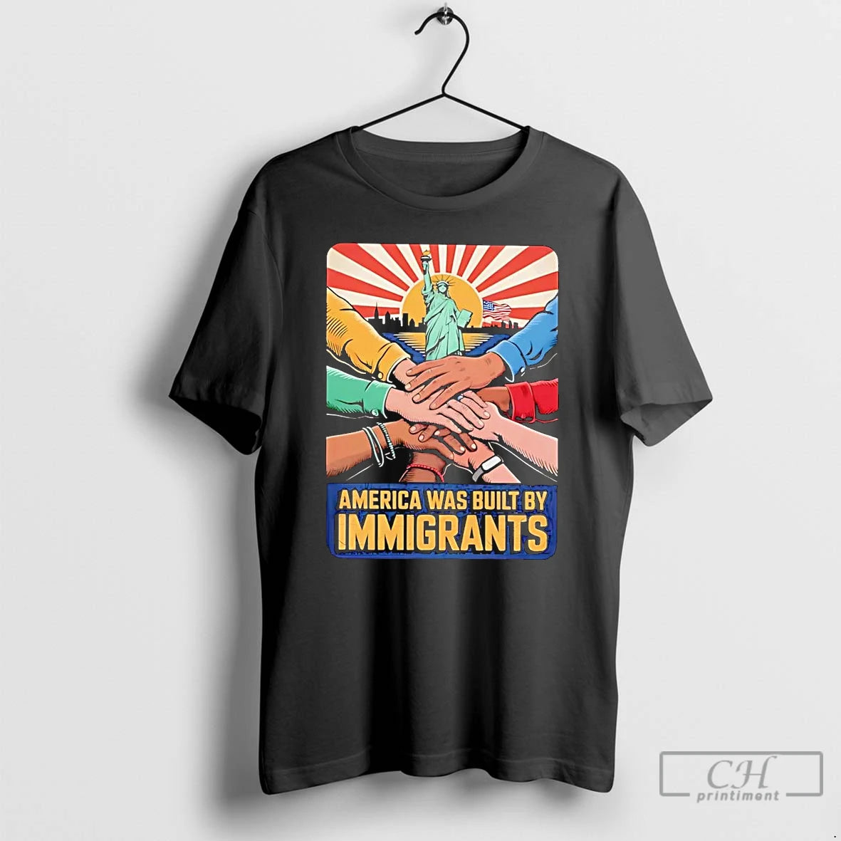 Premium Statue Of Liberty America Was Built By Immigrants T Shirts - clothing by TeeHivey.com