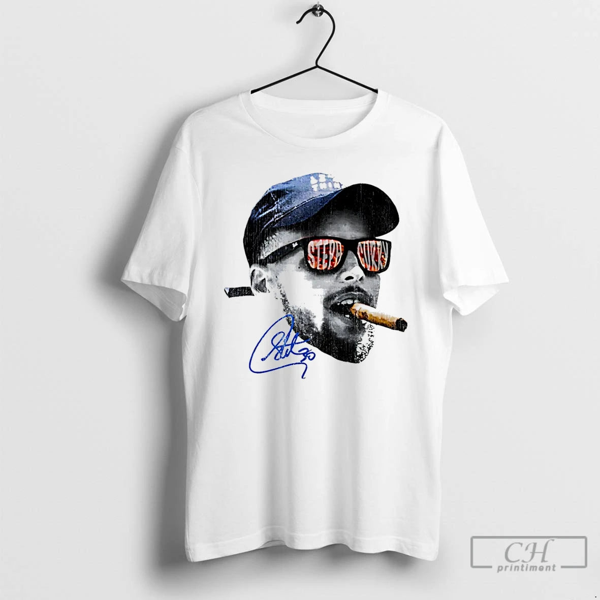 Premium Stephen Curry Golden State Warriors Curry Head Smoking T Shirts - clothing by TeeHivey.com