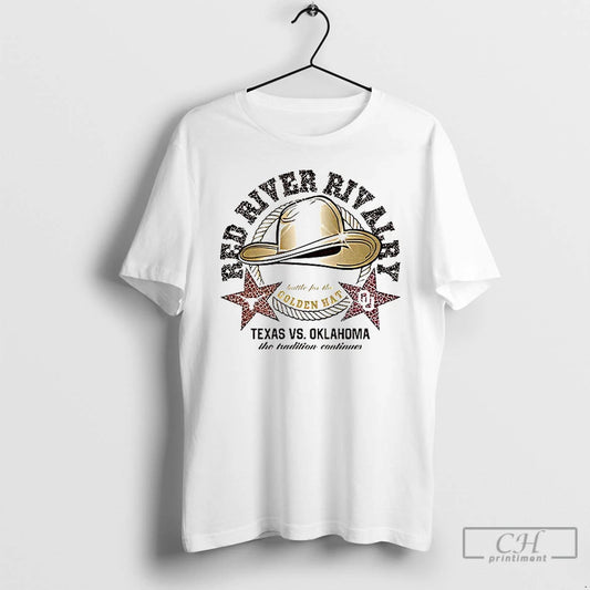 Premium Texas Longhorns Vs Oklahoma Sooners Red River Rivalry Golden Hat T Shirts - clothing by TeeHivey.com