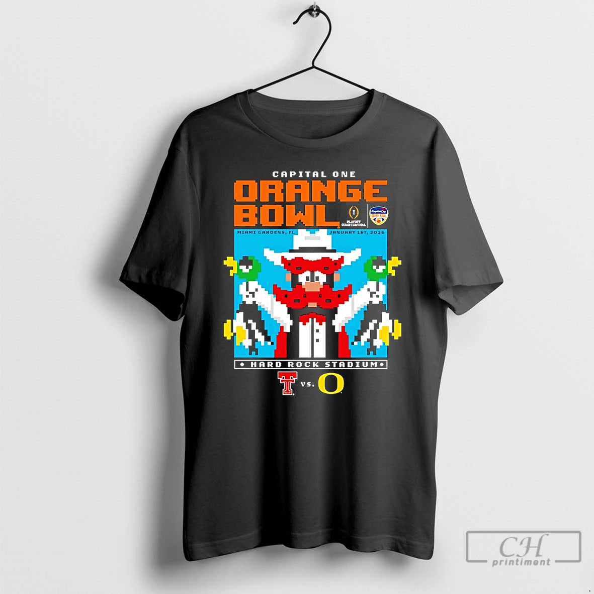 Premium Texas Tech Vs Oregon 2025 26 Orange Bowl Duck Hunt 8 Bit T Shirts - clothing by TeeHivey.com