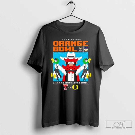 Premium Texas Tech Vs Oregon 2025 26 Orange Bowl Duck Hunt 8 Bit T Shirts - clothing by TeeHivey.com